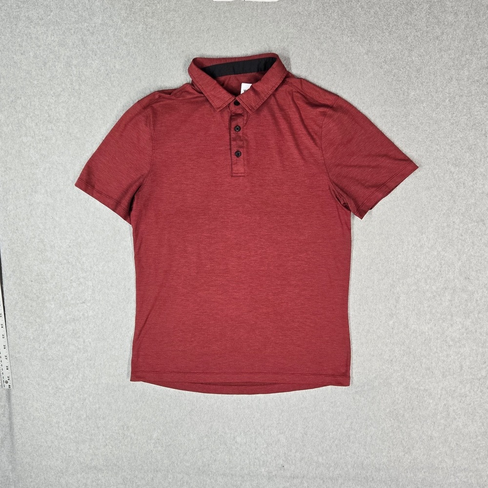 Lululemon Men Polo S Red Button Logo Short Sleeve